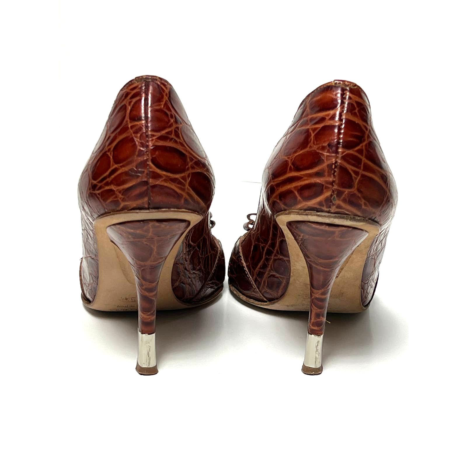 Giuseppe Zanotti Giuseppe Zanotti Brown Alligator Crystal Pump Heels Shoes 35 Size US 5 / IT 35 - 3 Thumbnail