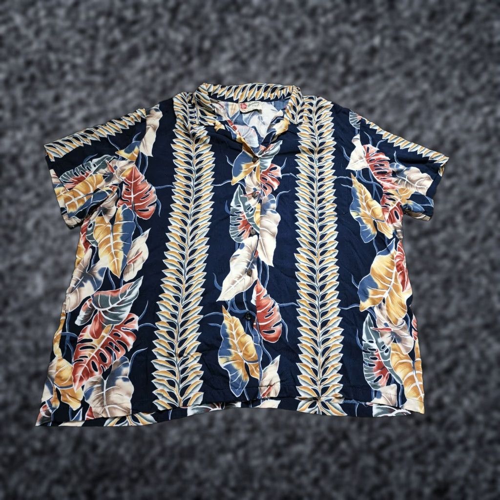 Hilo Hattie VINTAGE Hilo Hattie Hawaiian Shirt XL 70s Made in Hawaii USA Hibiscus Rayon Men's Blue Floral Short Sleeve Button-Up Size US XL / EU 56 / 4 - 1 Thumbnail