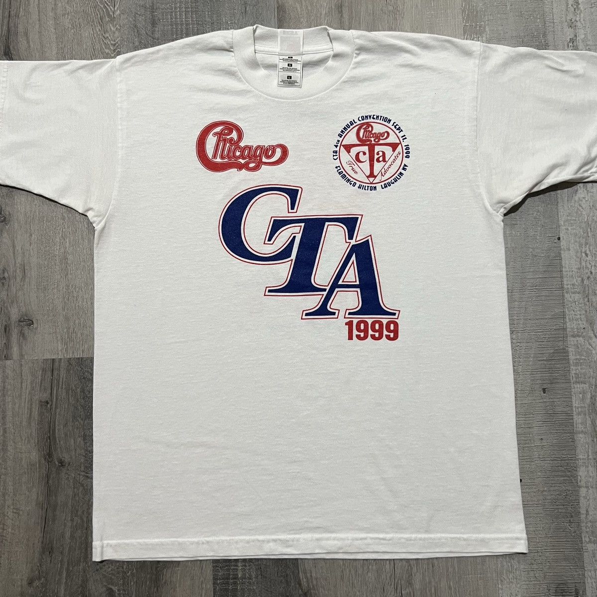 Fruit Of The Loom × Vintage Chicago Transit Authority 1999 White 90s Laughlin Shirt Size US L / EU 52-54 / 3 - 1 Thumbnail