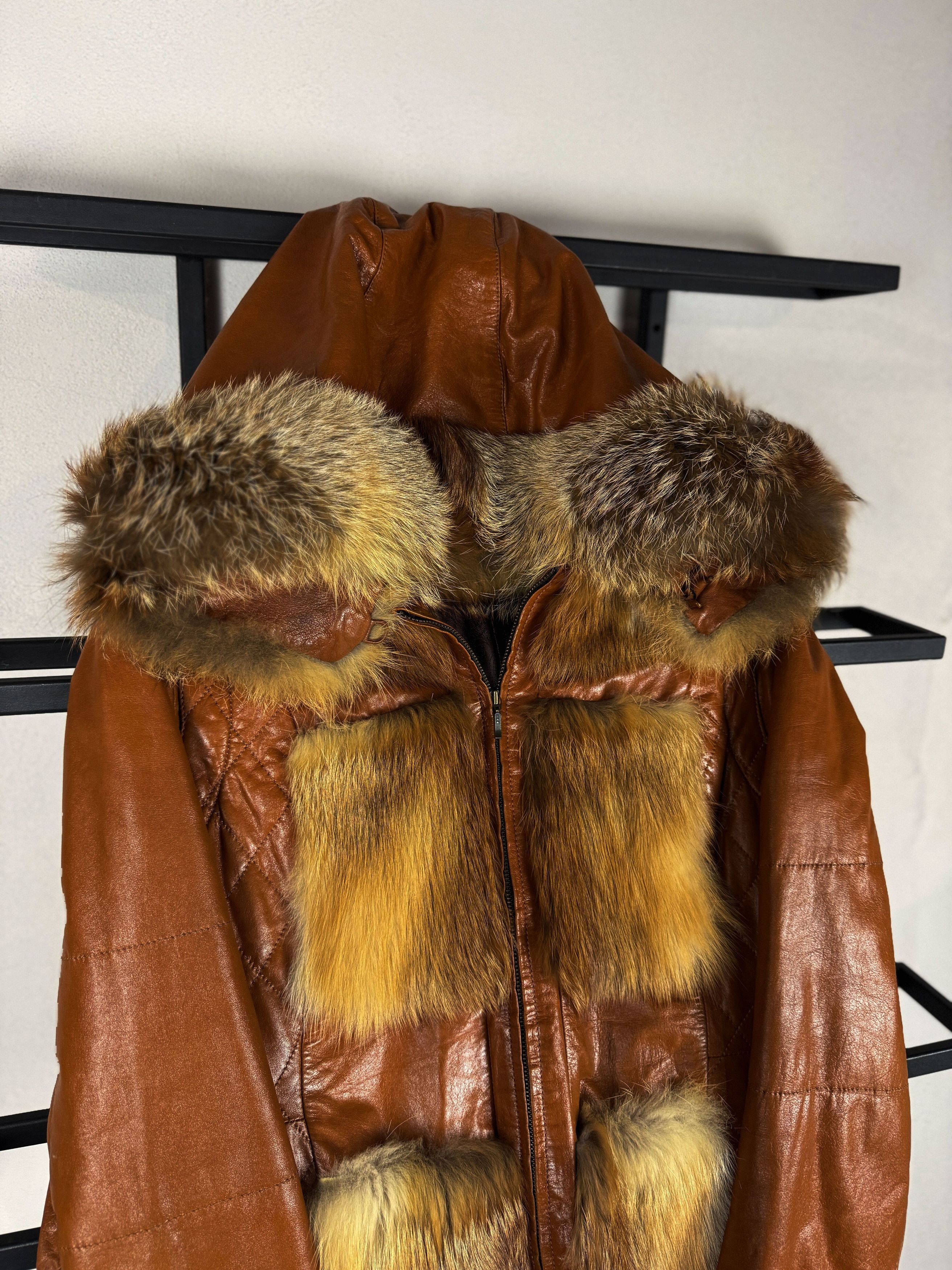 Issey Miyake Brown Leather Jacket Fur Panel Trim Hooded Y2K Vintage Rare Size US S / EU 44-46 / 1 - 6 Thumbnail
