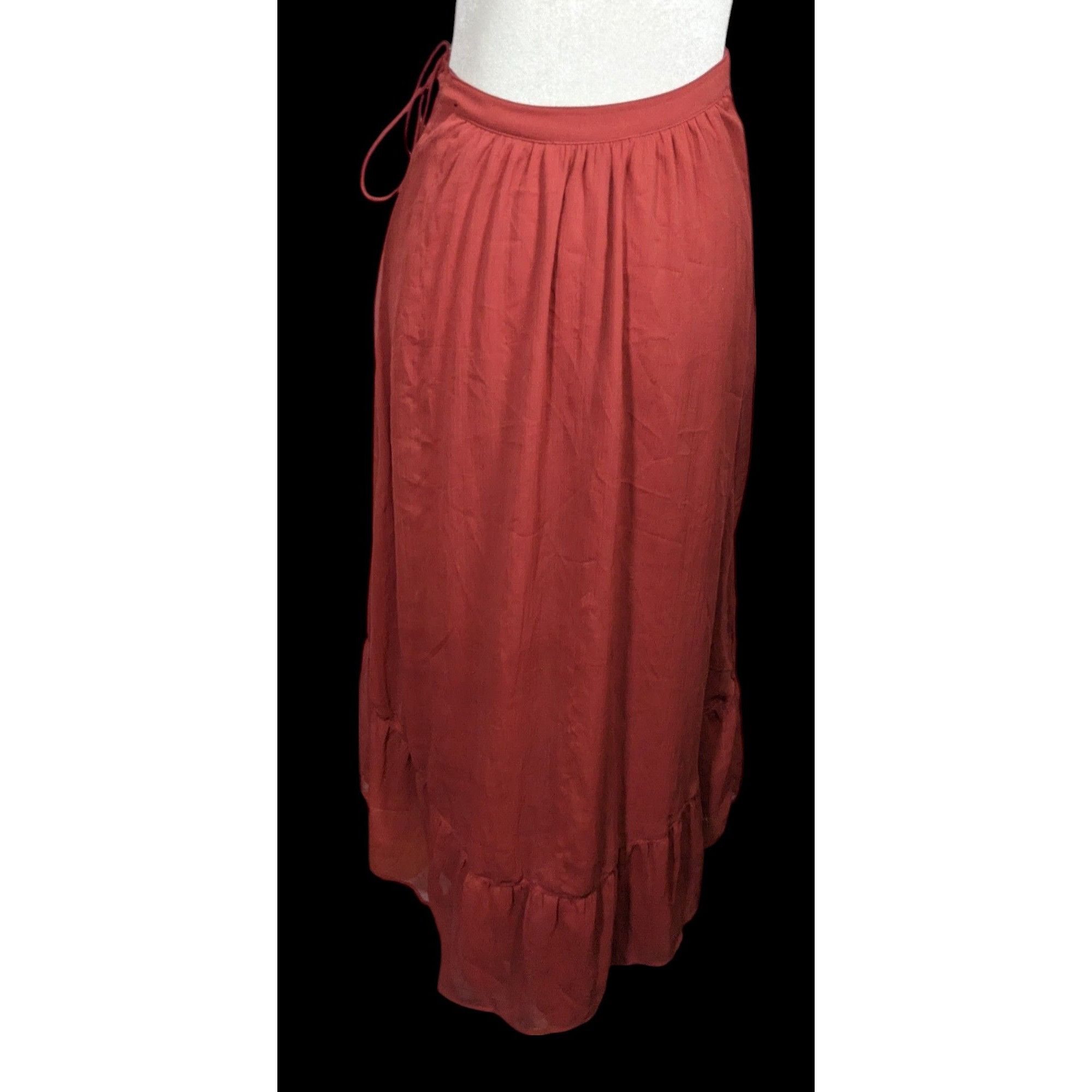 Abercrombie & Fitch Abercrombie & Fitch Preppy Boho Burgundy Ruffled Wrap Skirt Size 25" / US 0 / IT 36 - 4 Thumbnail