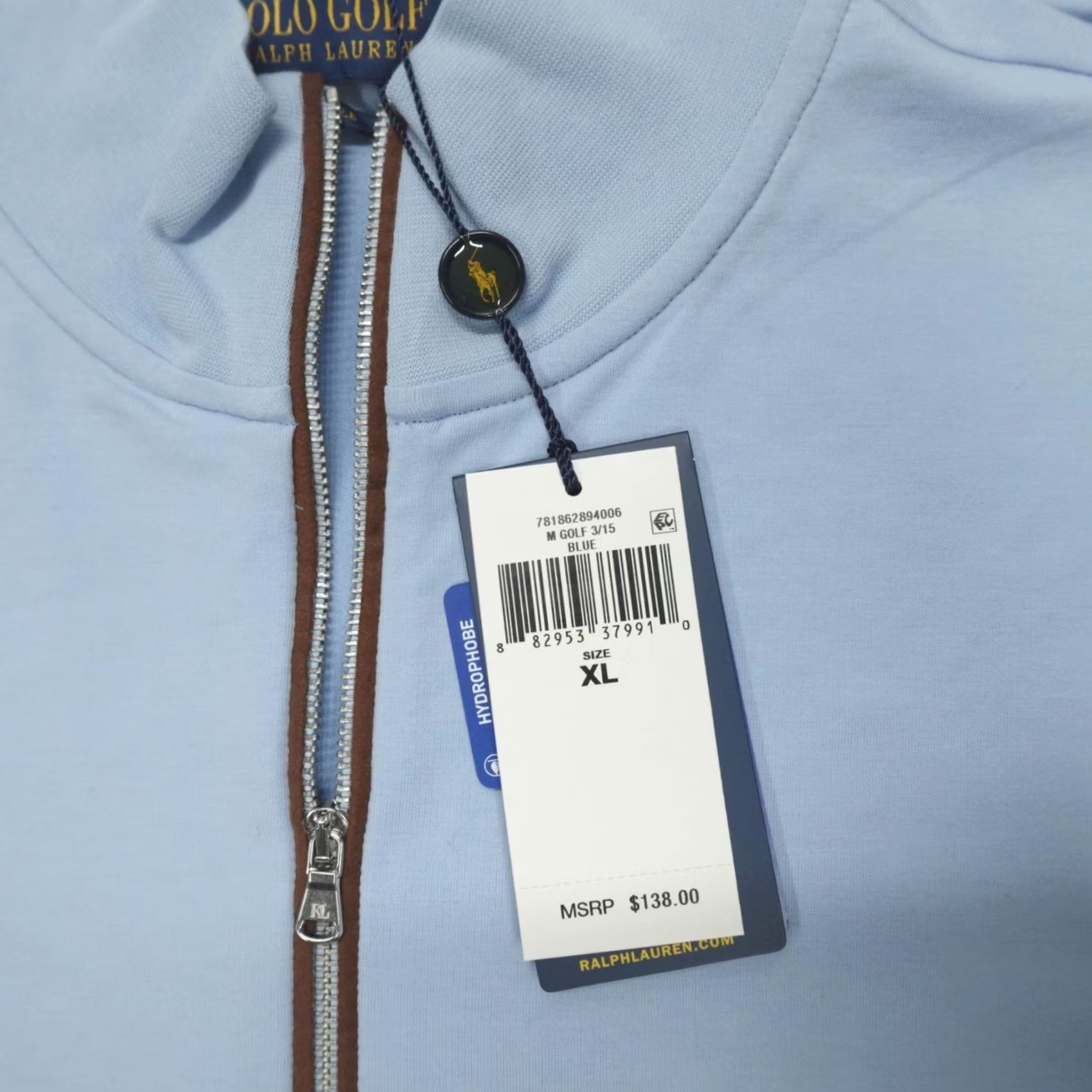 Polo Ralph Lauren Polo Ralph Lauren Golf 1/4 Zip Men XL Blue Lisle Water Repellent Stretch Mock Neck Stand-Up Collar Sports Activewear Shirt Size US XL / EU 56 / 4 - 4 Thumbnail