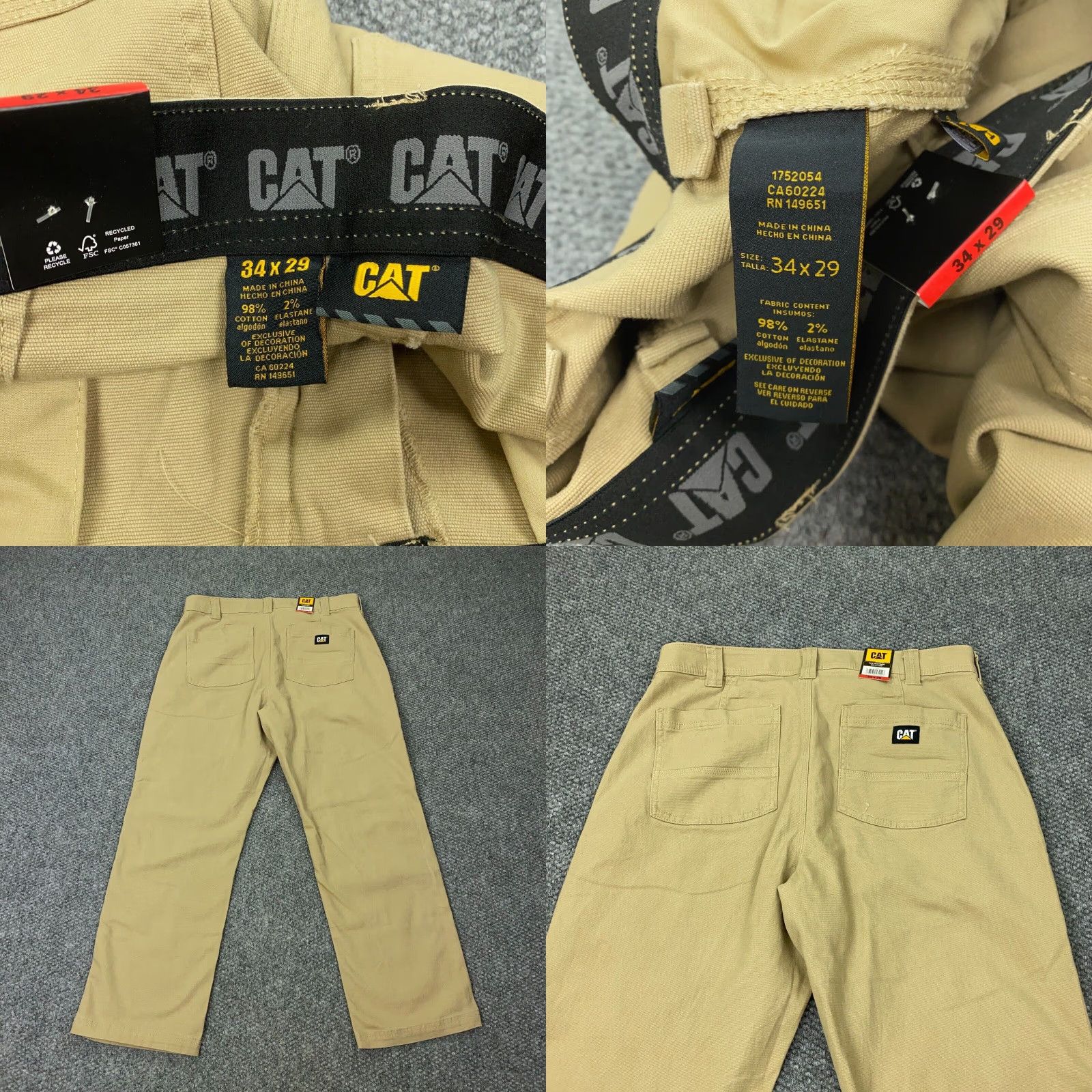 Vintage VINTAGE CAT Caterpillar Utility Pants Mens 34x29 Tan Canvas Flex Work Cargo NWT - Mens Carpenter Pant 34 Beige Canvas Stretch Pockets 36W 28L Updated" Size US 34 / EU 50 - 8 Thumbnail