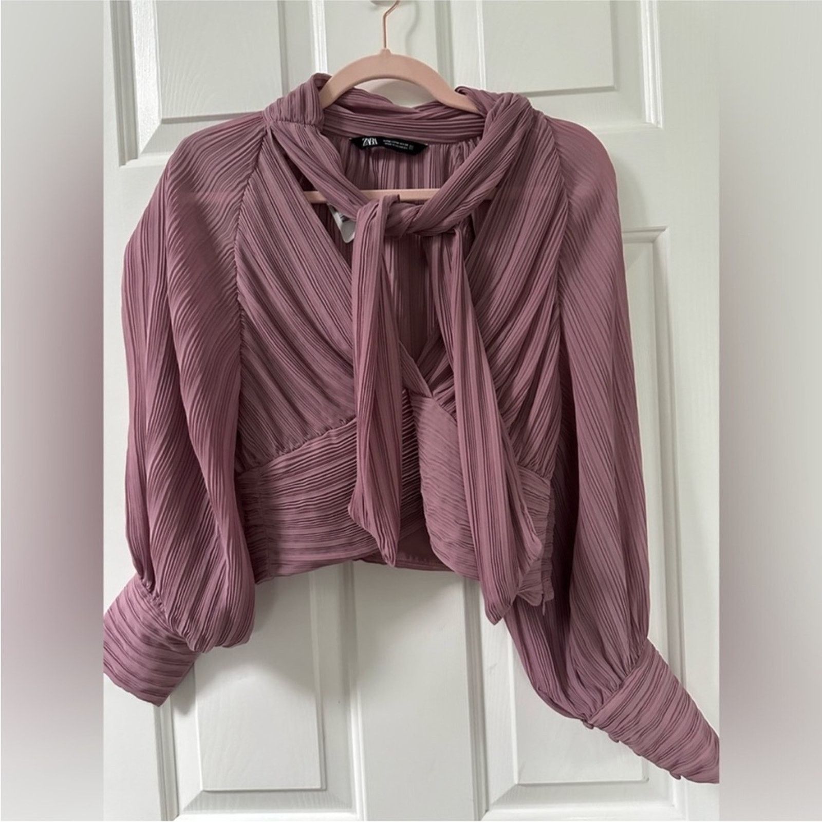 Zara NWOT Zara Mauve Pleated Blouse size medium Size M / US 6-8 / IT 42-44 - 1 Thumbnail