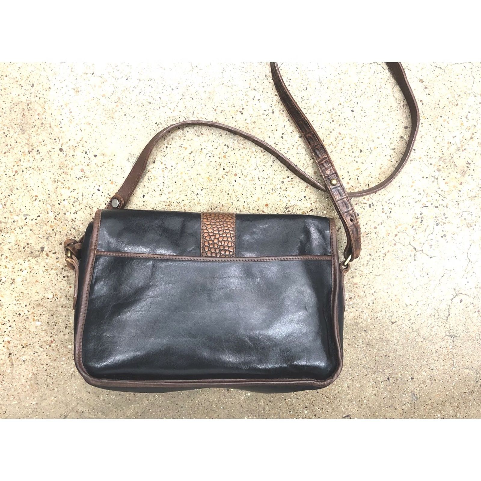 BRAHMIN VINTAGE Brahmin Brown Black Leather Shoulder Bag Size ONE SIZE - 3 Thumbnail