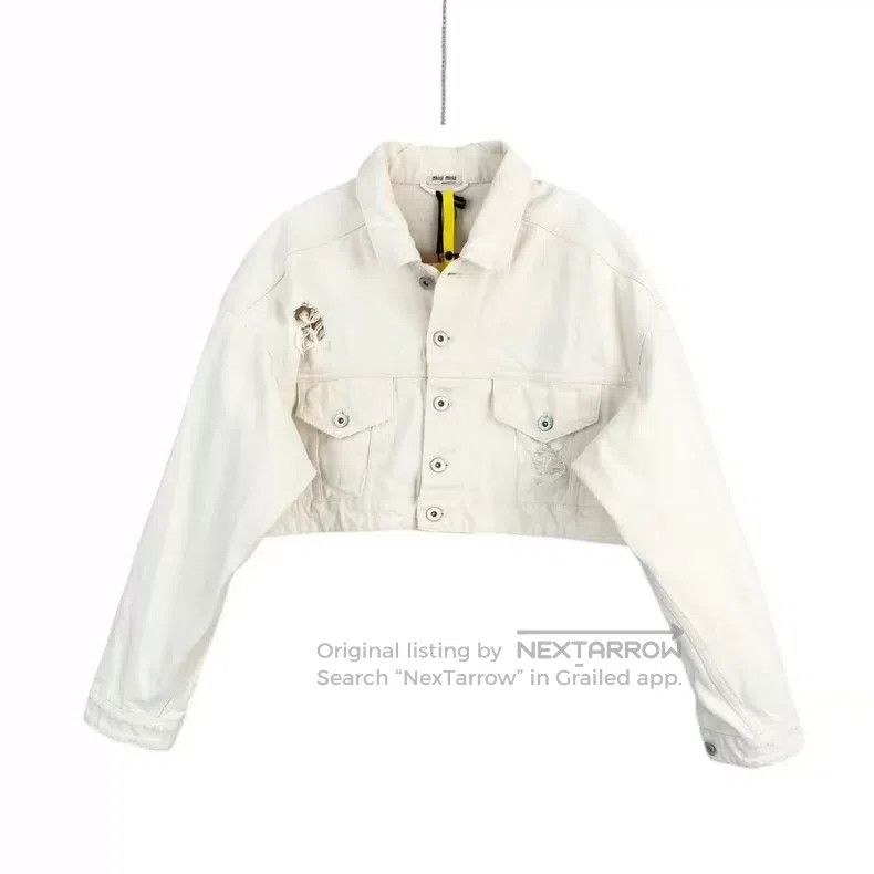 Miu Miu Miu Miu 36 Back letter logo denim jacket Size S / US 4 / IT 40 - 1 Thumbnail