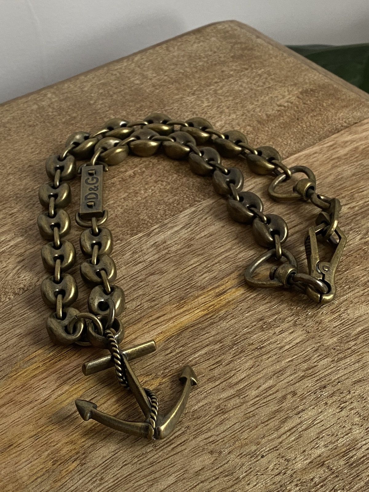 Dolce Gabbana Anchor necklace heavy chain antique gold