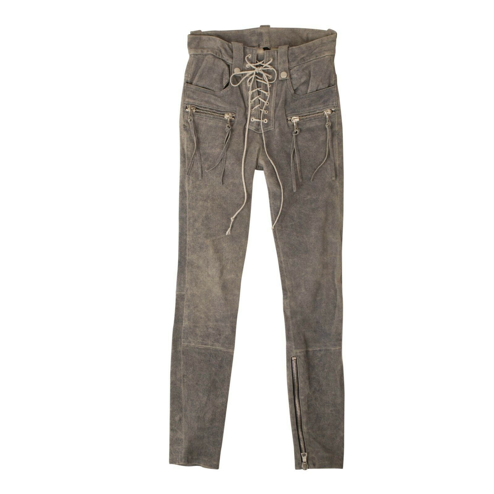 image of Unravel Project Grey High-Rise Lace Trousers Size 26, Women's