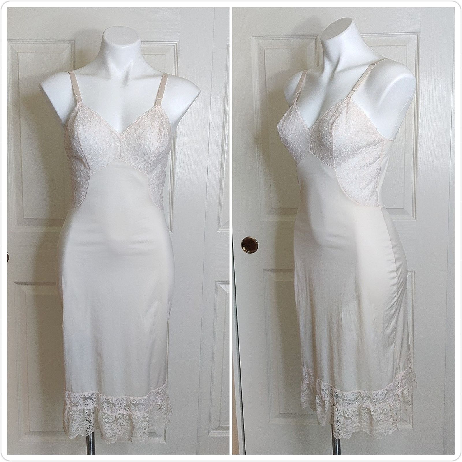 Vintage Formfit Rogers lace satin slip sz 34