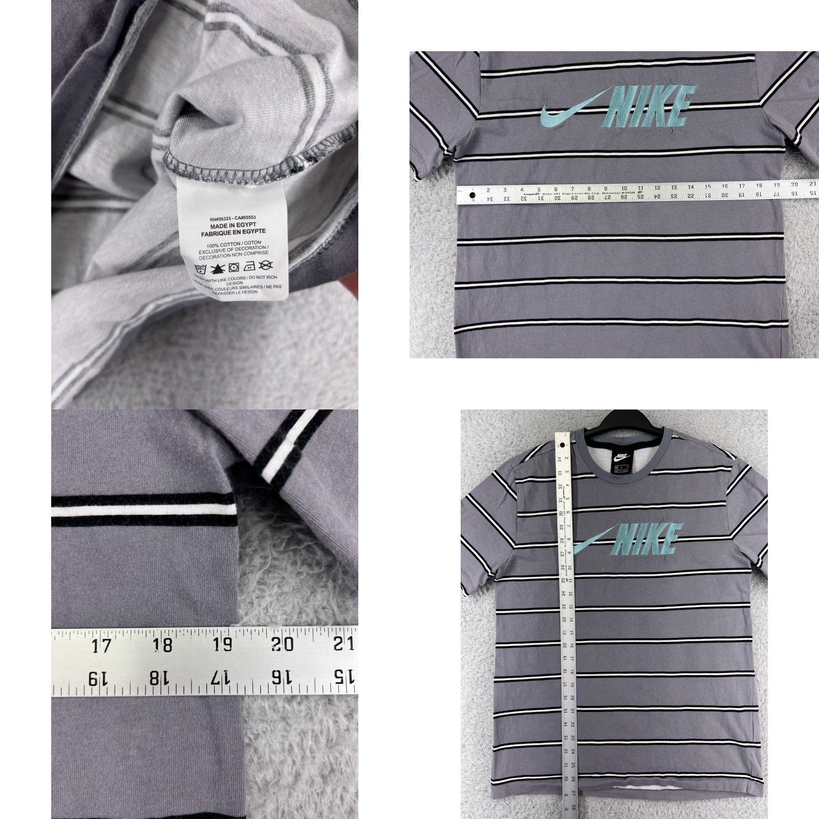 Nike Nike Shirt Mens Medium Gray Stripe Embroidered Swoosh Logo 100% Cotton Adult Regular Short Sleeve Crew Neck Vintage: No Size US M / EU 48-50 / 2 - 9 Thumbnail