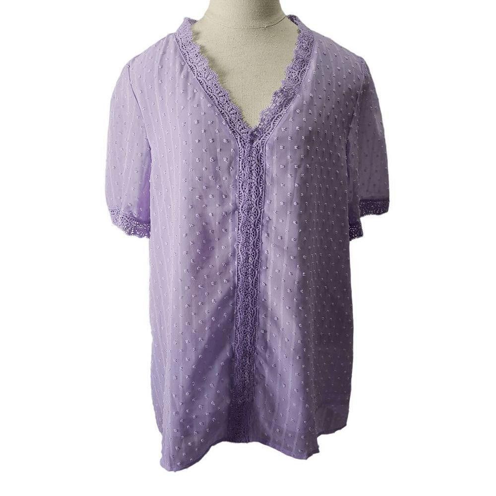 Designer CT1035 Ladies Lavender and Lace Blouse L Size L / US 10 / IT 46 - 1 Thumbnail