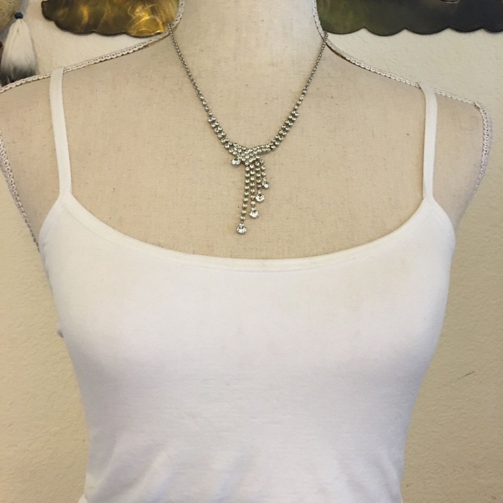 Jewelry Modern clear rhinestone chandelier necklace Size ONE SIZE - 3 Thumbnail