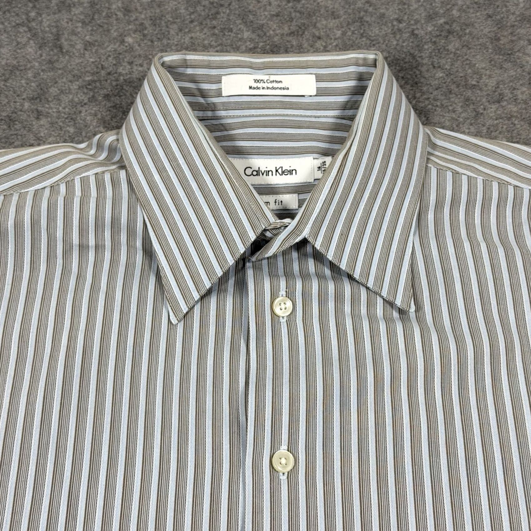 Calvin Klein Calvin Klein Slim Fit Button-Down Shirt Men’s Size 16 34/35 Gray White Stripes Shirt Mens Slim Stripe Calv in Klein Button-Down Shirt Size US L / EU 52-54 / 3 - 5 Thumbnail