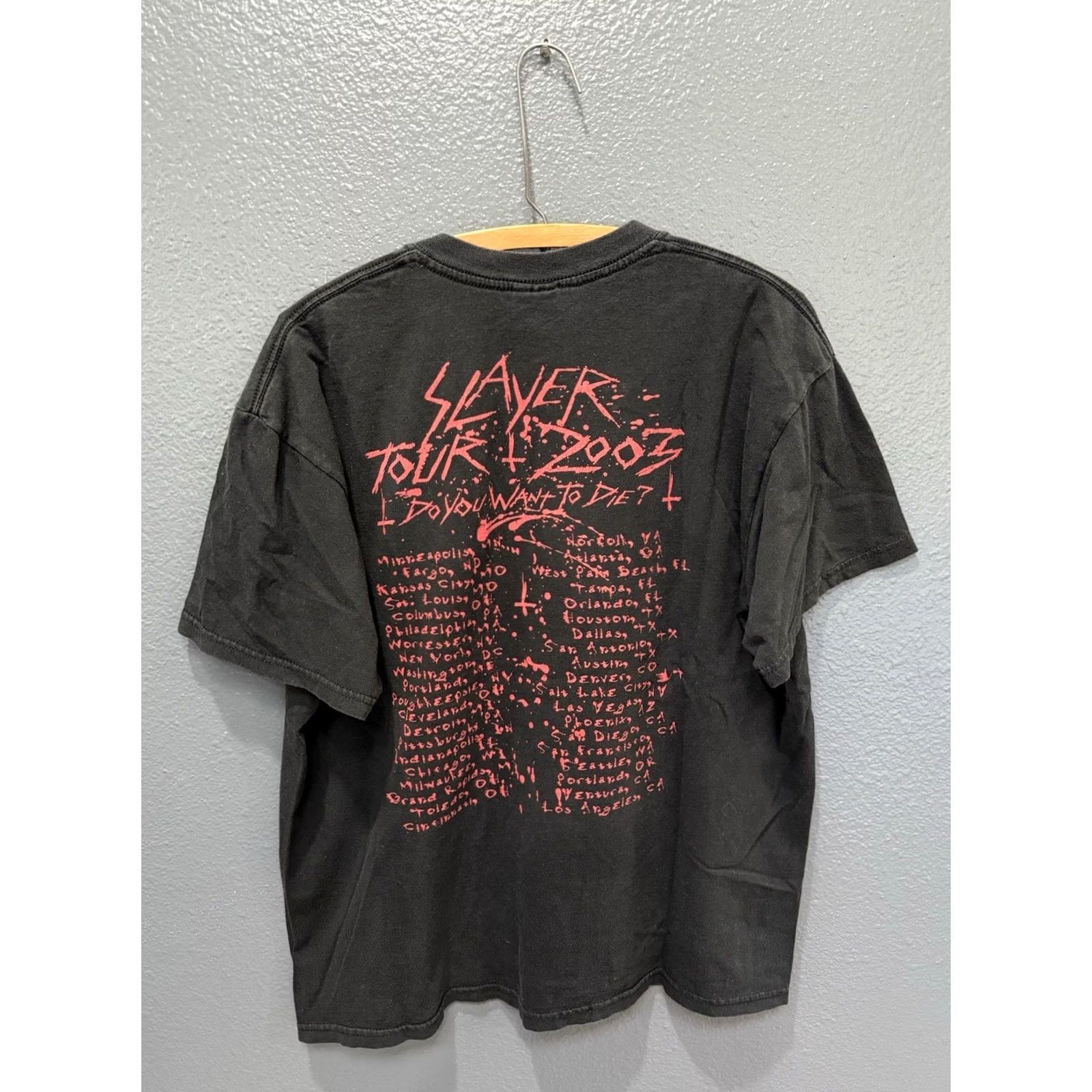 Gildan VINTAGE Slayer Tour Do You Want To Die Band Tee Shirt L Gildan Mens Black 2003 26in 22in Size US L / EU 52-54 / 3 - 4 Thumbnail
