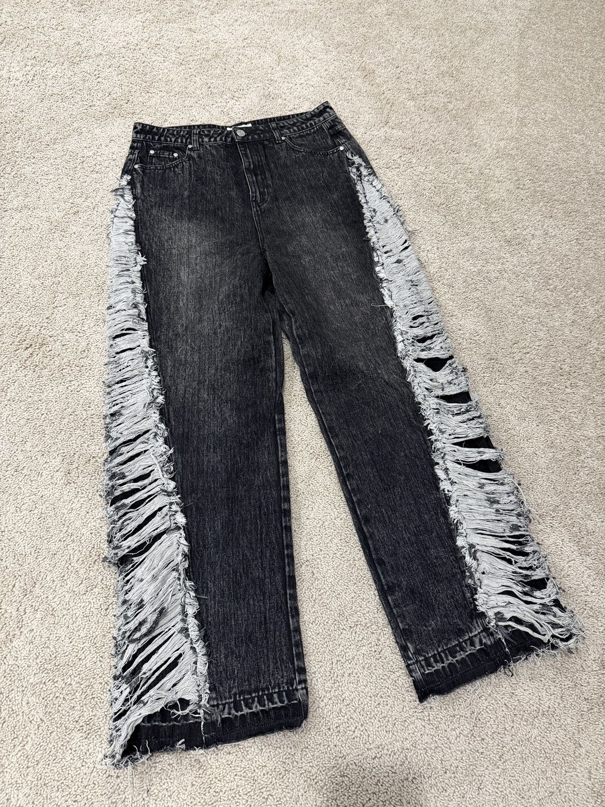 Other Black Wash Heavily Distressed Baggy Jeans Stolen Arts Size US 34 / EU 50 - 1 Thumbnail