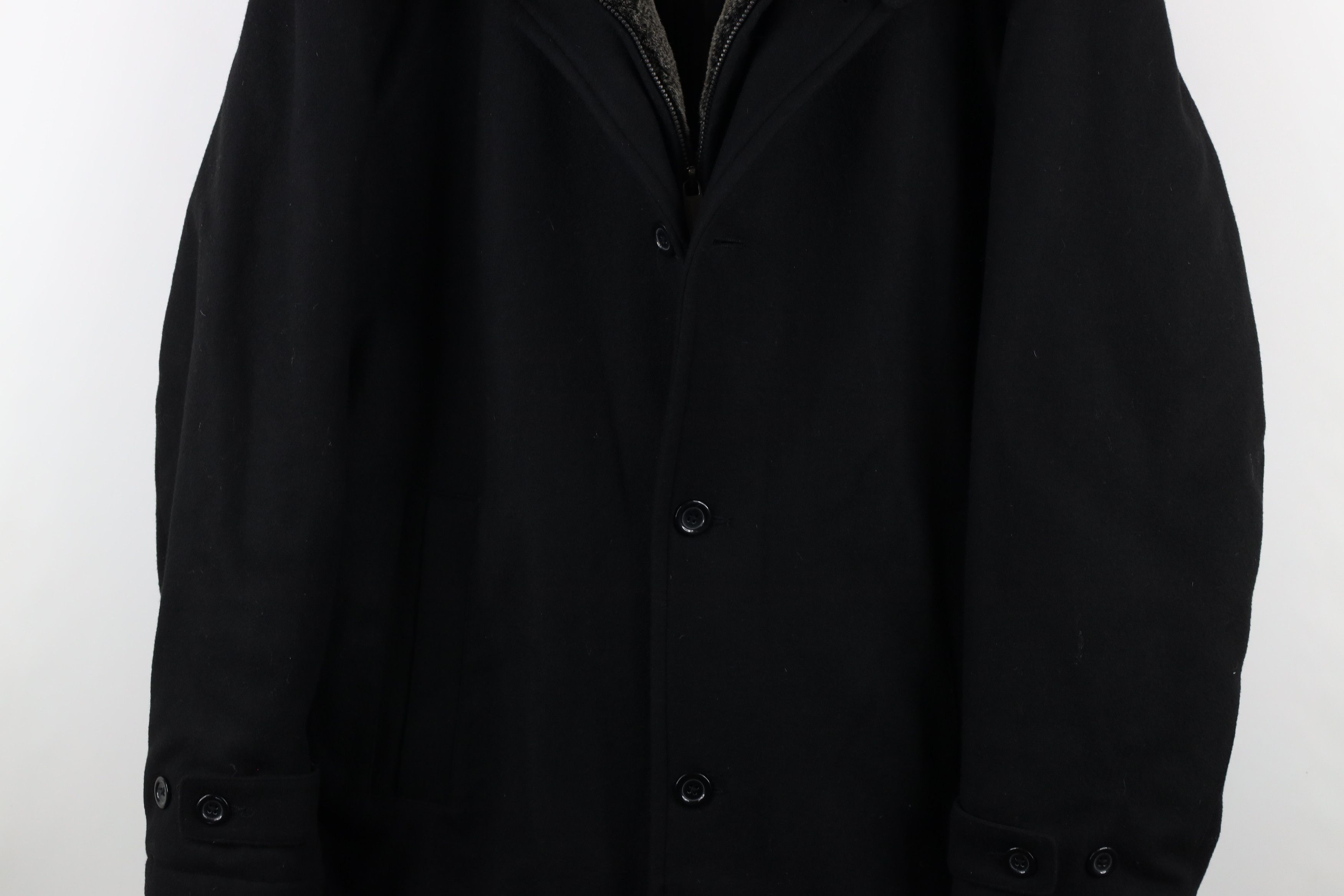 Johnston & Murphy × Vintage Johnston & Murphy Wool Cashmere Button Car Coat Jacket Black Size US L / EU 52-54 / 3 - 3 Thumbnail