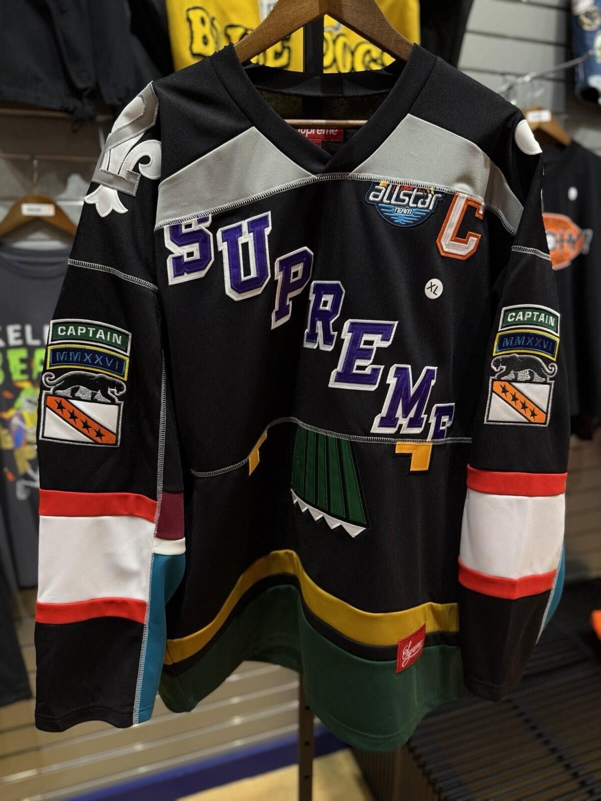 Supreme Supreme Paneled Hockey Jersey Black (Size XL) Brand New Size US XL / EU 56 / 4 - 5 Thumbnail