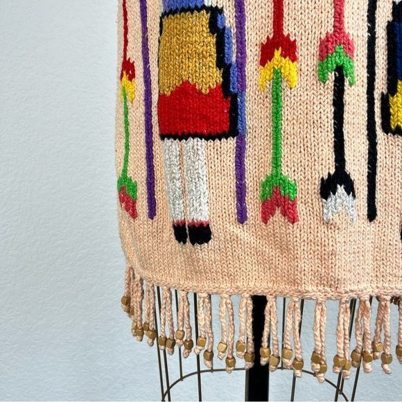 Vintage Myrna MacMurray Native American Indigenous Sweater Beaded Dr Size M / US 6-8 / IT 42-44 - 5 Thumbnail