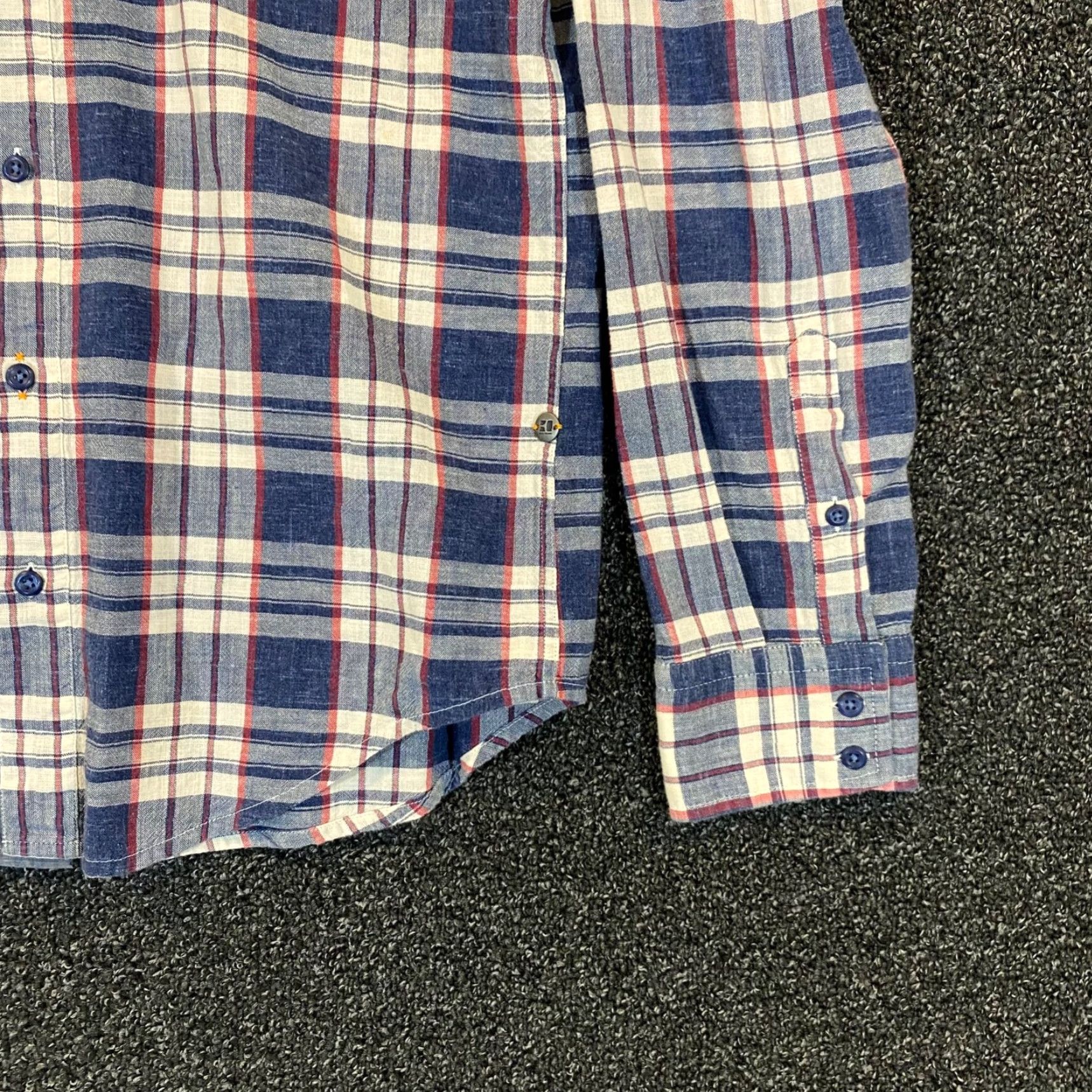 Hugo Boss HUGO BOSS Orange Shirt Mens Large Blue Red Plaid Button Up Pocket Dress Top L/S Size US L / EU 52-54 / 3 - 5 Thumbnail