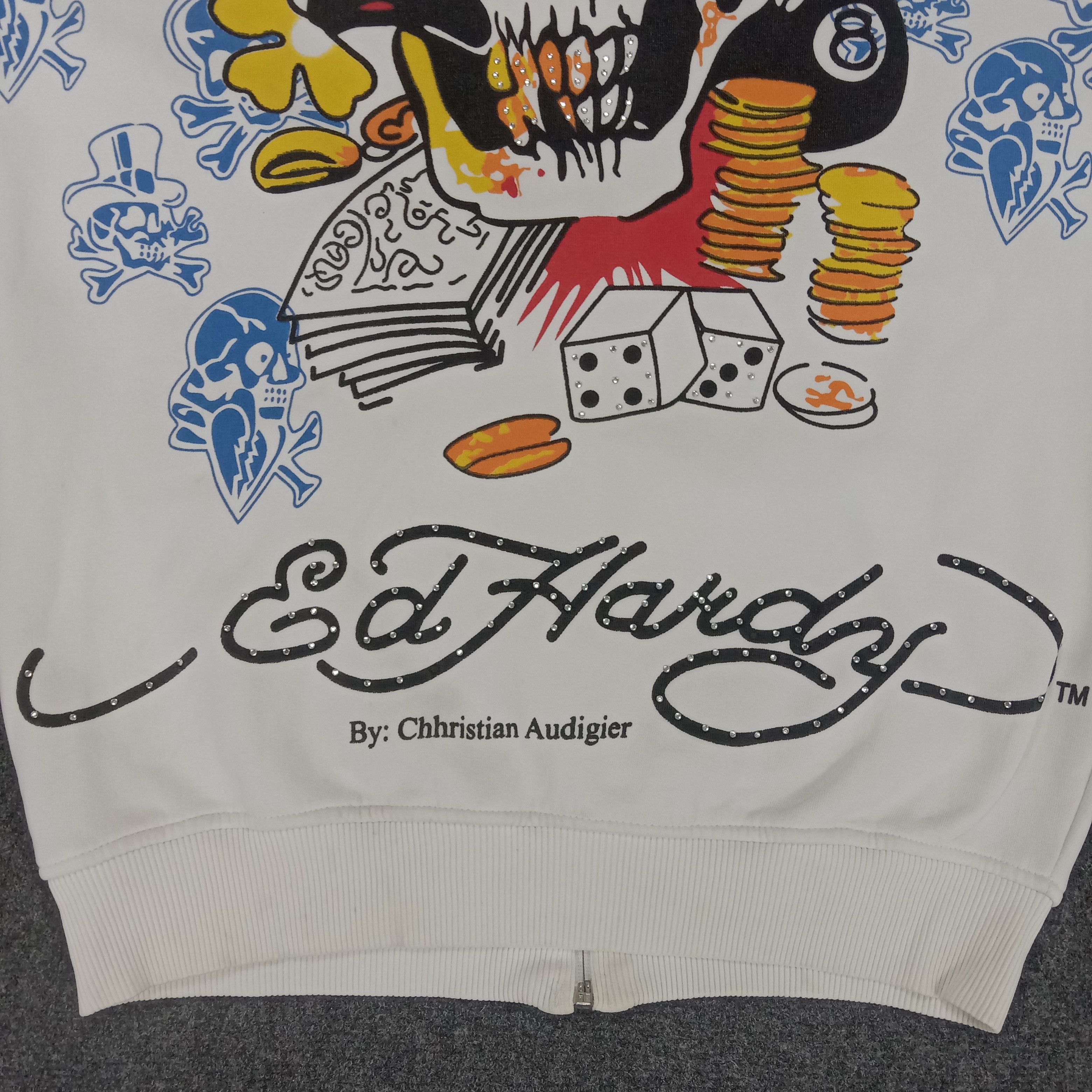 Christian Audigier × Ed Hardy × Vintage Ed Hardy By Christian Audigier Designer Skull Hoodie Size US M / EU 48-50 / 2 - 2 Thumbnail