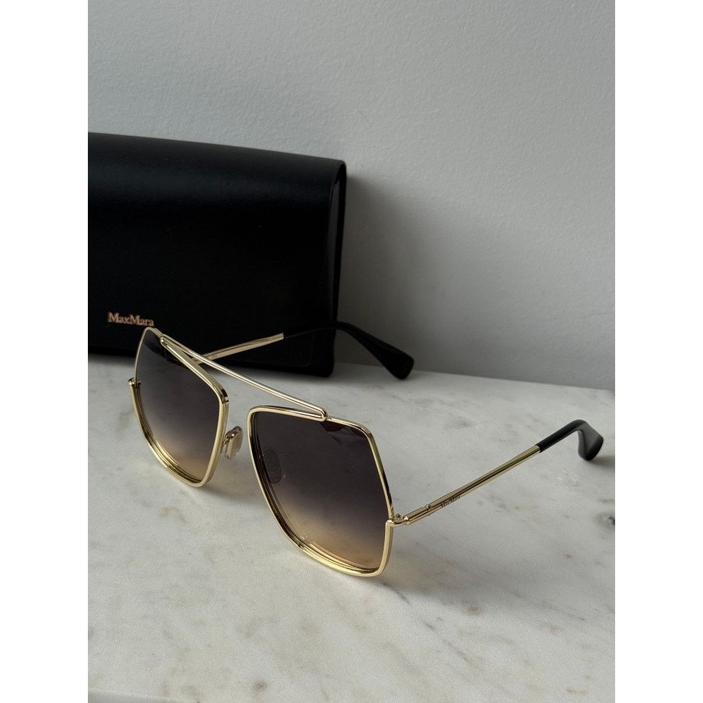 Max Mara NEW Max Mara MM0102 Petite Elsa Sunglasses Gold Smoke Size ONE SIZE - 3 Thumbnail