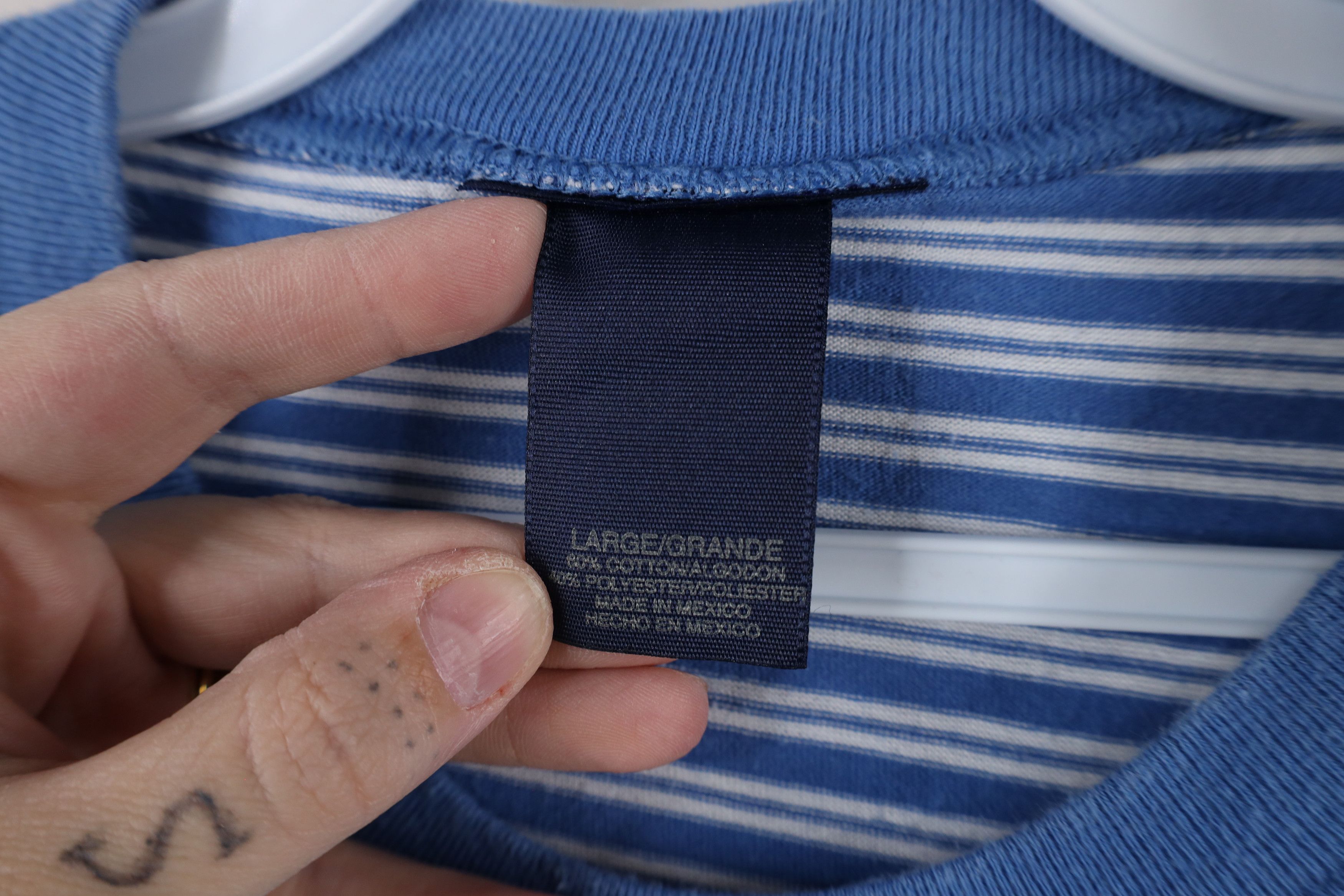 Vintage Vintage 90s Streetwear Striped Short Sleeve T-Shirt Blue Size US L / EU 52-54 / 3 - 4 Thumbnail