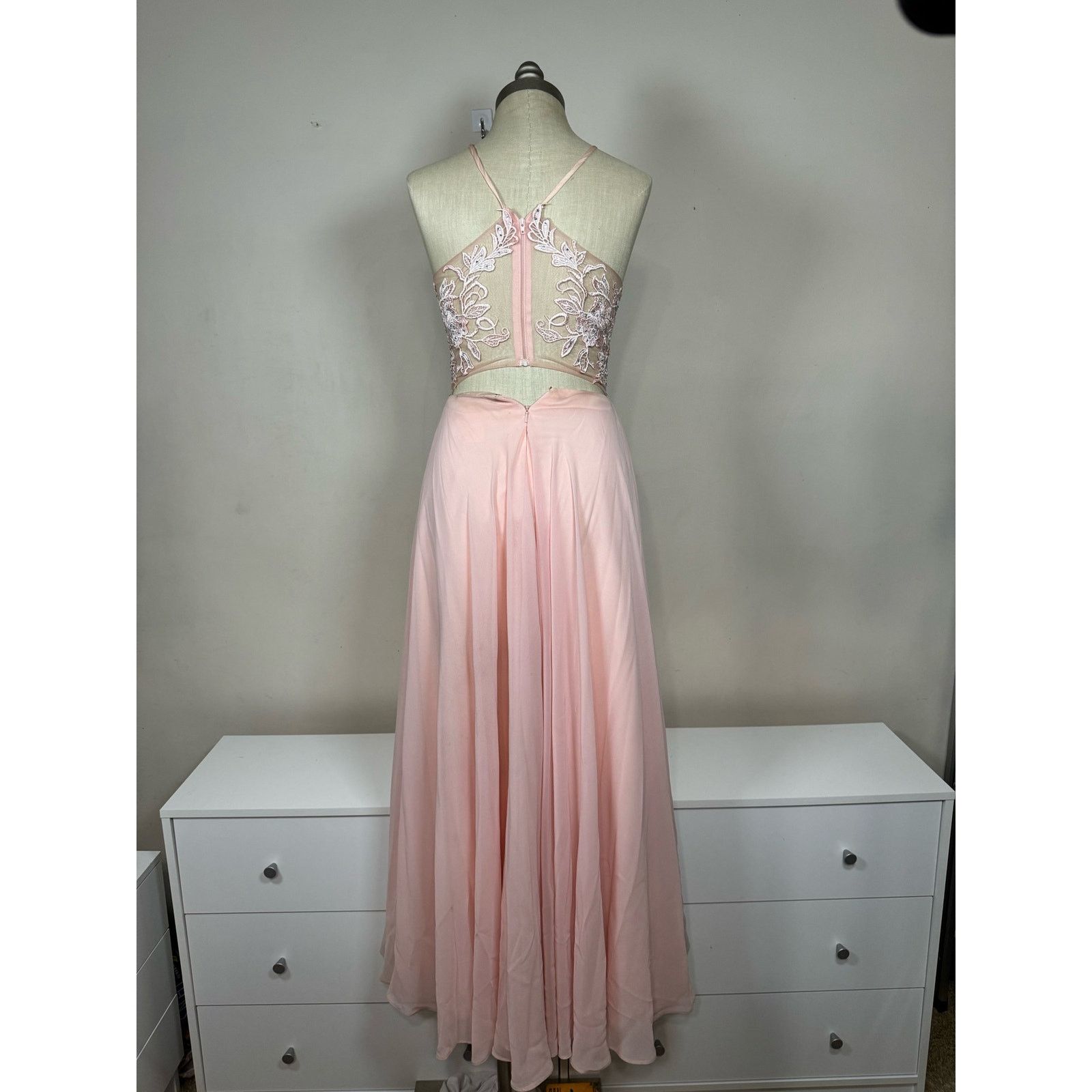Unknown London Dancing Queen 2369 Embroidered Sheer Halter Chiffon Dress Size S / US 4 / IT 40 - 3 Thumbnail