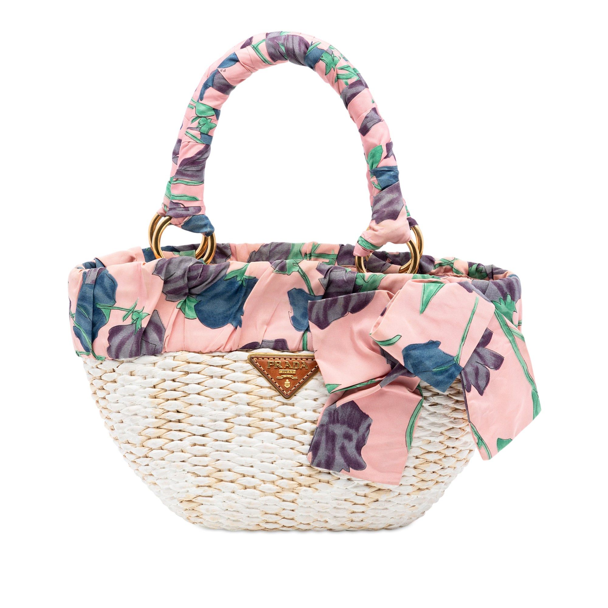 Prada Straw Floral Ribbon Handbag Size ONE SIZE - 1 Thumbnail