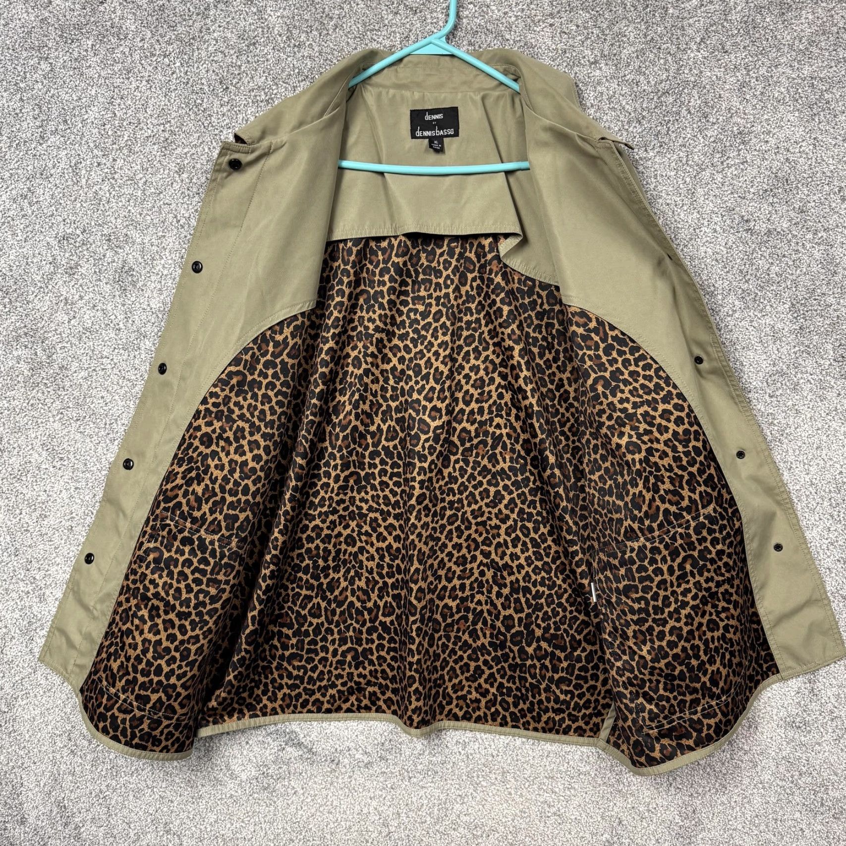Vintage Dennis Basso Jacket Womens XL Green Leopard Lined Snap Front Pockets Classic Size XL / US 12-14 / IT 48-50 - 7 Thumbnail