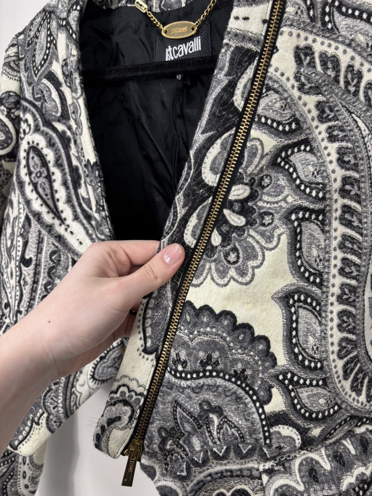 Just Cavalli Just Cavalli Women’s Baroque Print Wool Blend Jacket Size L / US 10 / IT 46 - 11 Thumbnail