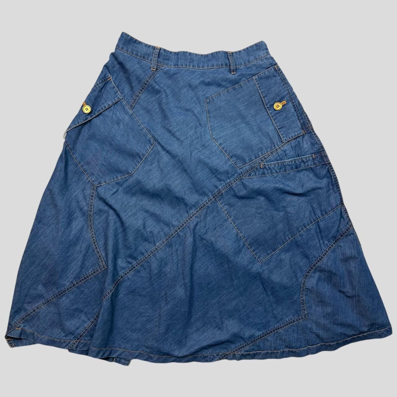 Comme des Garcons CDG Tricot 00’s Brodiere Denim Patchwork Cargo Skirt - M Size 28" / US 6 / IT 42 - 3 Thumbnail
