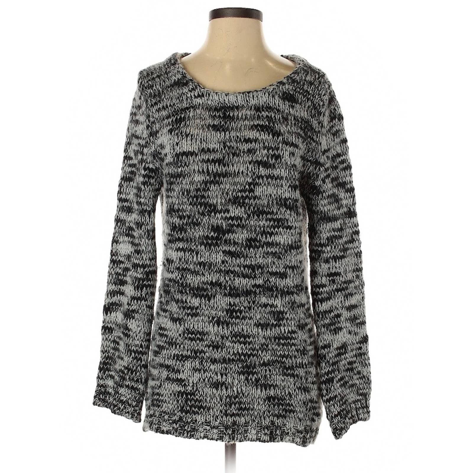 Maje Stormy Black & Gray Woven Pullover Sweater Size 1 Small