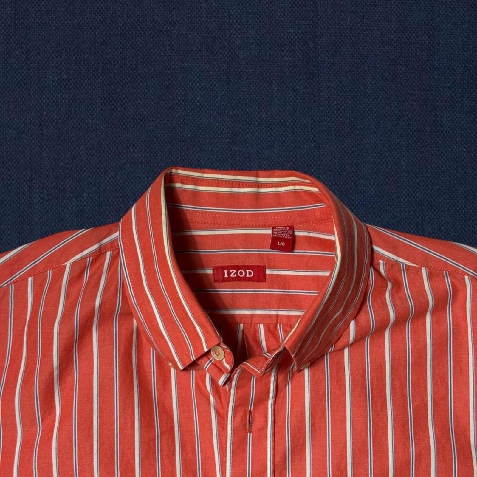 Izod IZOD striped button down shirt large red white cotton Size US L / EU 52-54 / 3 - 2 Thumbnail