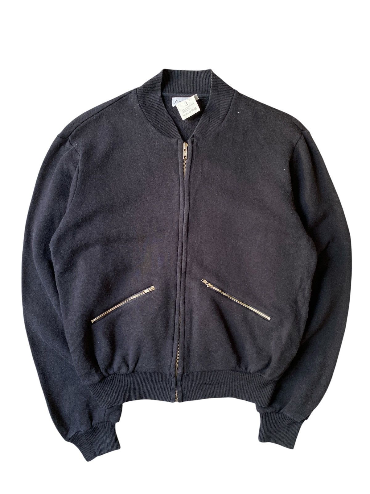 agnes b. Agnes B Faded Black Bomber Sweat Jacket Size US M / EU 48-50 / 2 - 1 Thumbnail