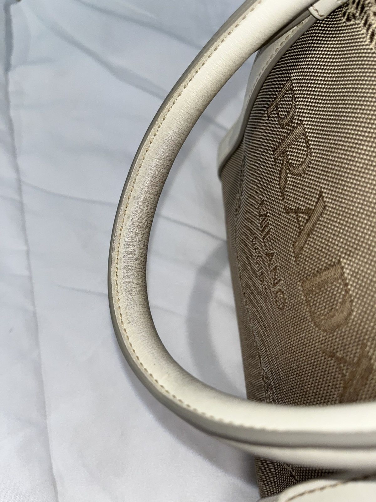 Prada PRADA Tote Bag Logo Jacquard Ribbon Canvas Leather Size ONE SIZE - 3 Thumbnail