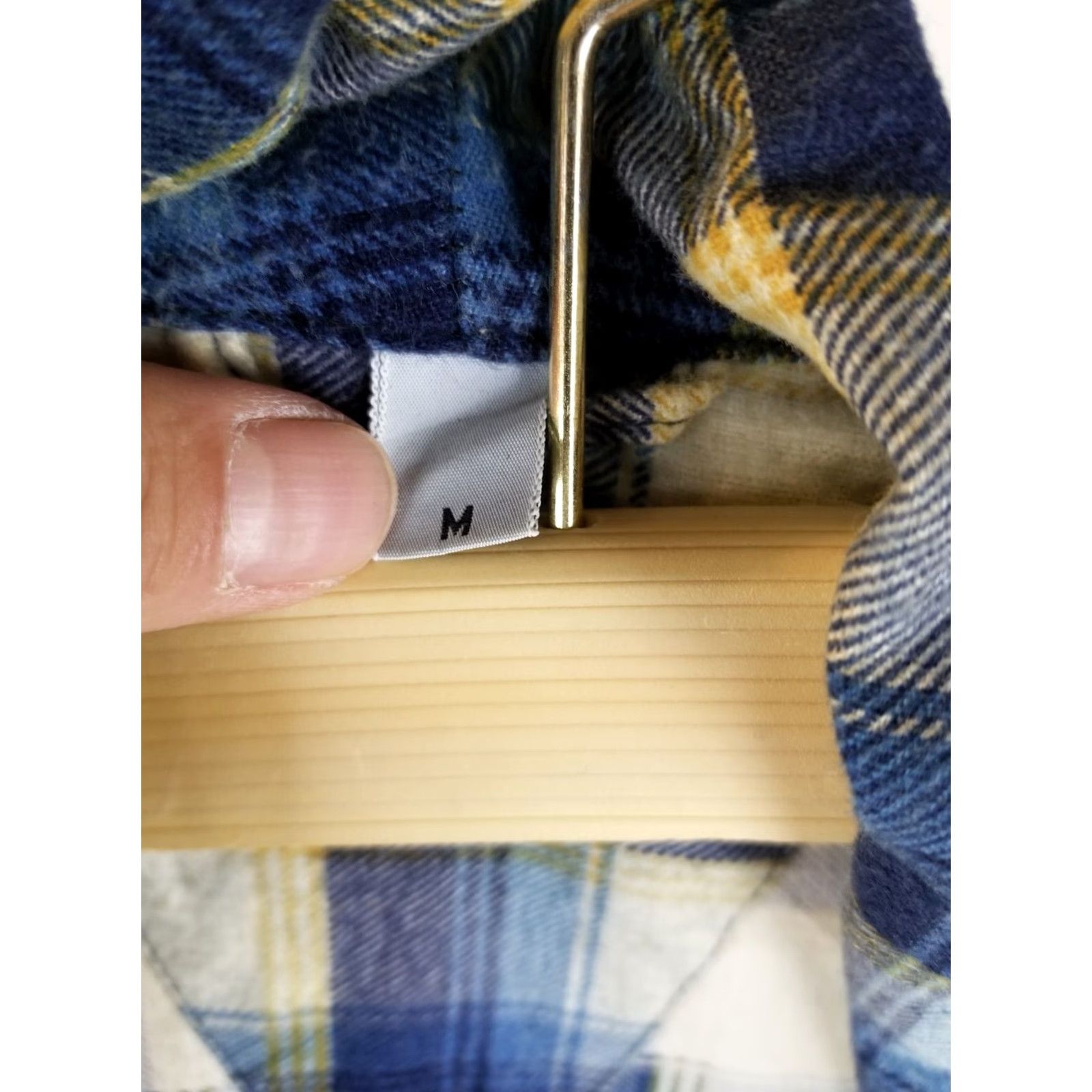 Vintage VINTAGE FLANNEL SHADOW CHECK BATH ROBE M MEDIUM BLUE beltless UNKNOWN 50's Men Robe Size ONE SIZE - 3 Thumbnail