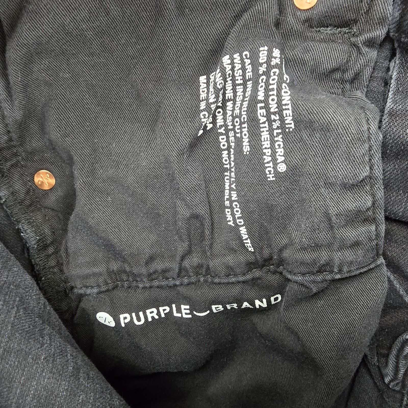 Purple Brand Purple Brand Jeans Mens 33x30 Black P001 Distressed Slim Fit Size US 33 - 7 Thumbnail