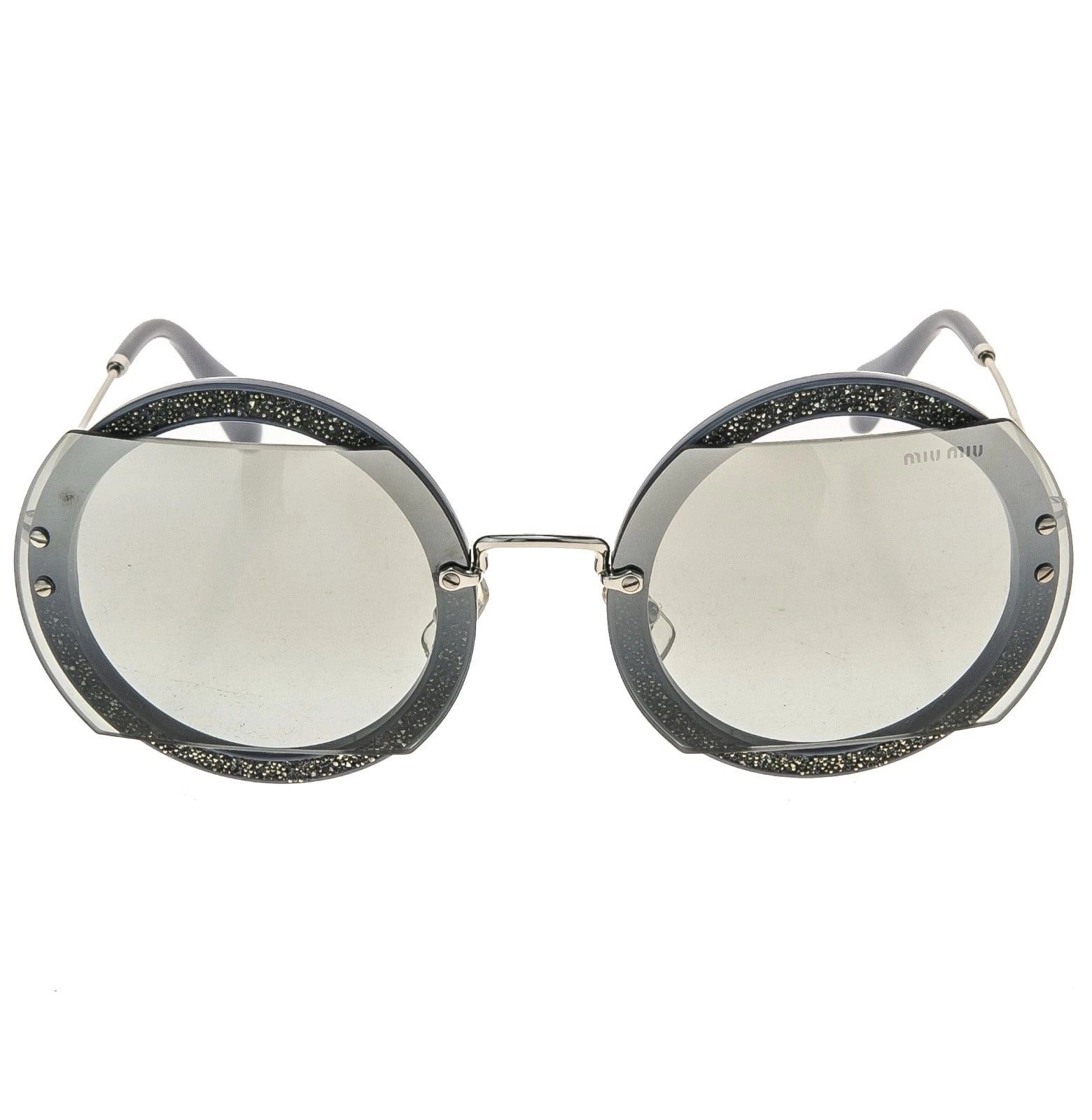 Miu Miu MIU MIU MU06SS REVEAL GLITTER 06S Silver Mirrored Sunglasses Size ONE SIZE - 9 Thumbnail