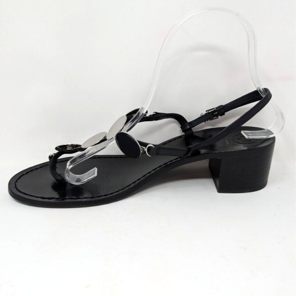 Tory Burch Tory Burch Black Leather Summer Sandals Heels Size 9 Size US 9 / IT 39 - 15 Thumbnail
