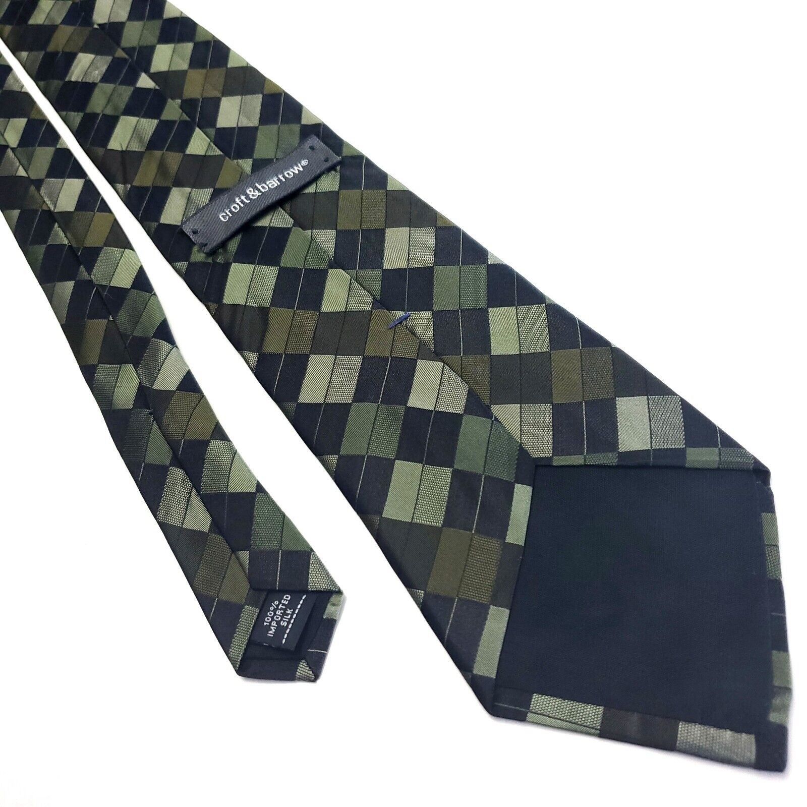 Croft & Barrow Croft & Barrow Green Silk Tie Woven Check Size ONE SIZE - 3 Thumbnail
