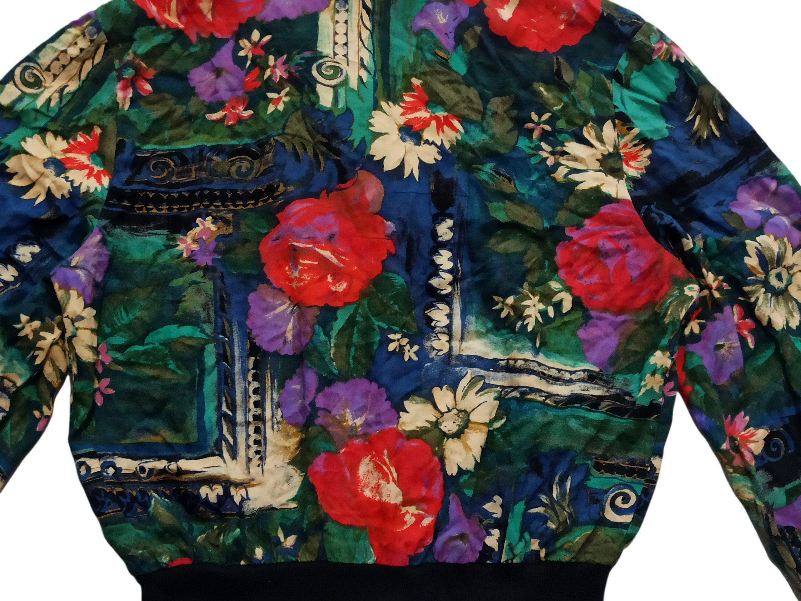 Other Vintage 80s Sabino Baroque Floral Cropped Bomber Jacket Size M / US 6-8 / IT 42-44 - 7 Thumbnail