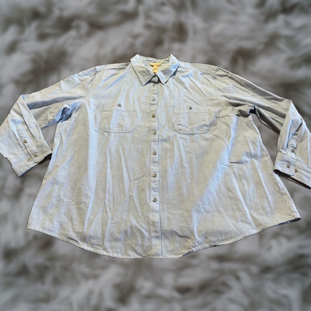 Denime Bit & Bridle Shirt Womens 3X Denim Button-Up Cotton Chambray Long Sleeve Blue"} Size XXL / US 16-18 / IT 52-54 - 1 Thumbnail