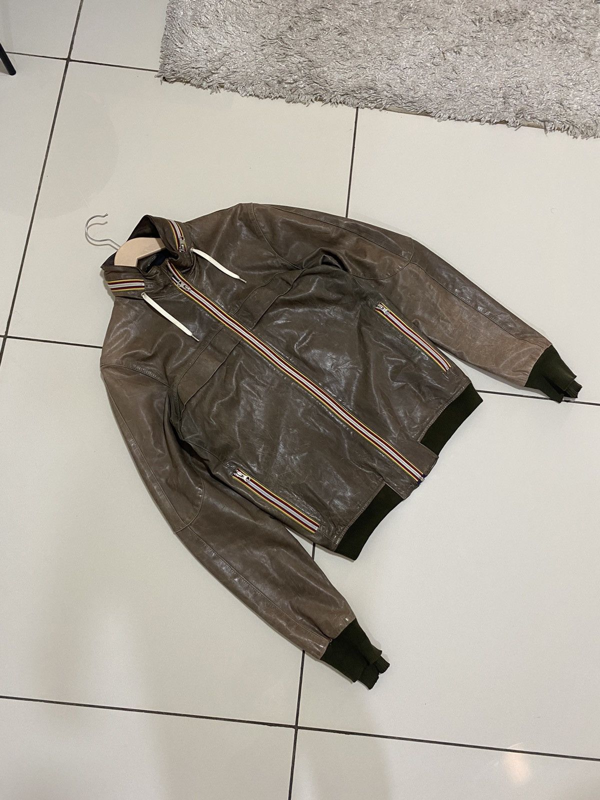Designer × Vintage Gold Bunny Mens Leather Biker Motorcycle Bomber Jacket Italy Size US S / EU 44-46 / 1 - 12 Thumbnail