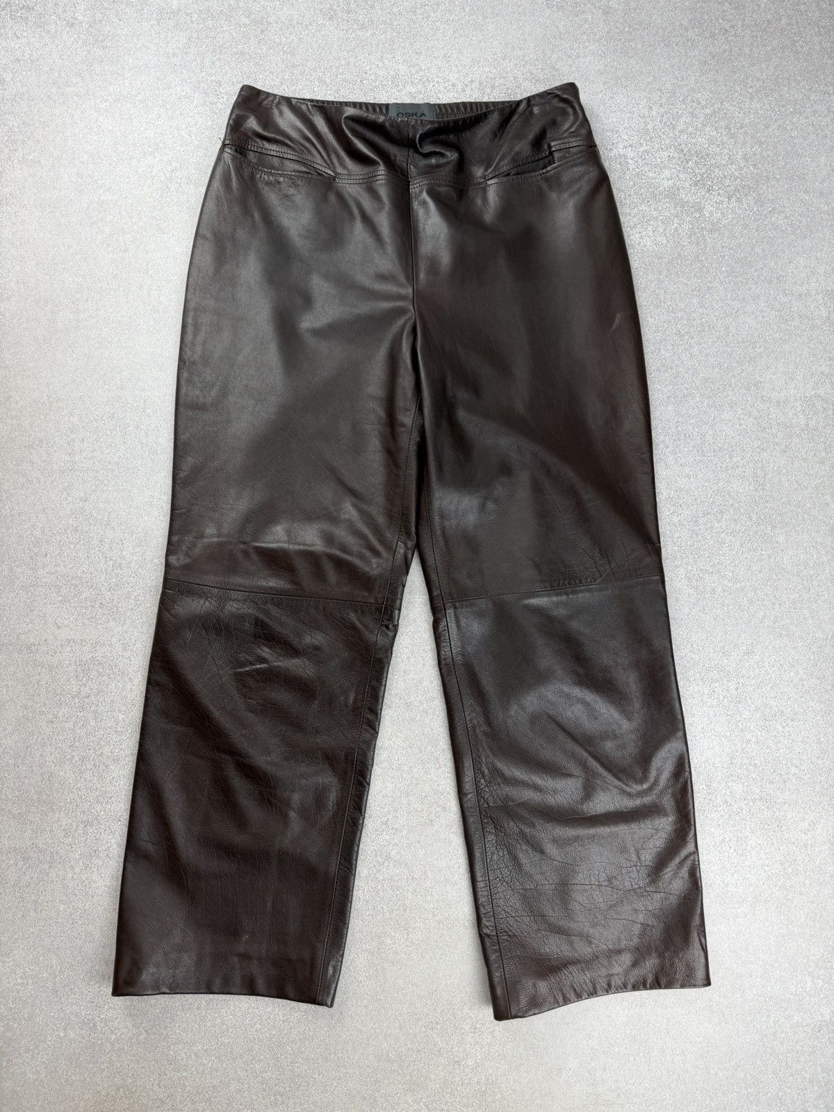 Japanese Brand Oska Brown Leather Trousers Pants Japan Style Size 3 Size 30" / US 8 / IT 44 - 1 Thumbnail