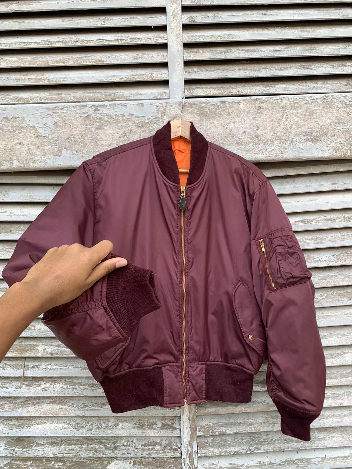 Vintage 🪖MA-1 MAN INTERMEDIATE MAROON BOMBER JACKET Size US M / EU 48-50 / 2 - 6 Thumbnail