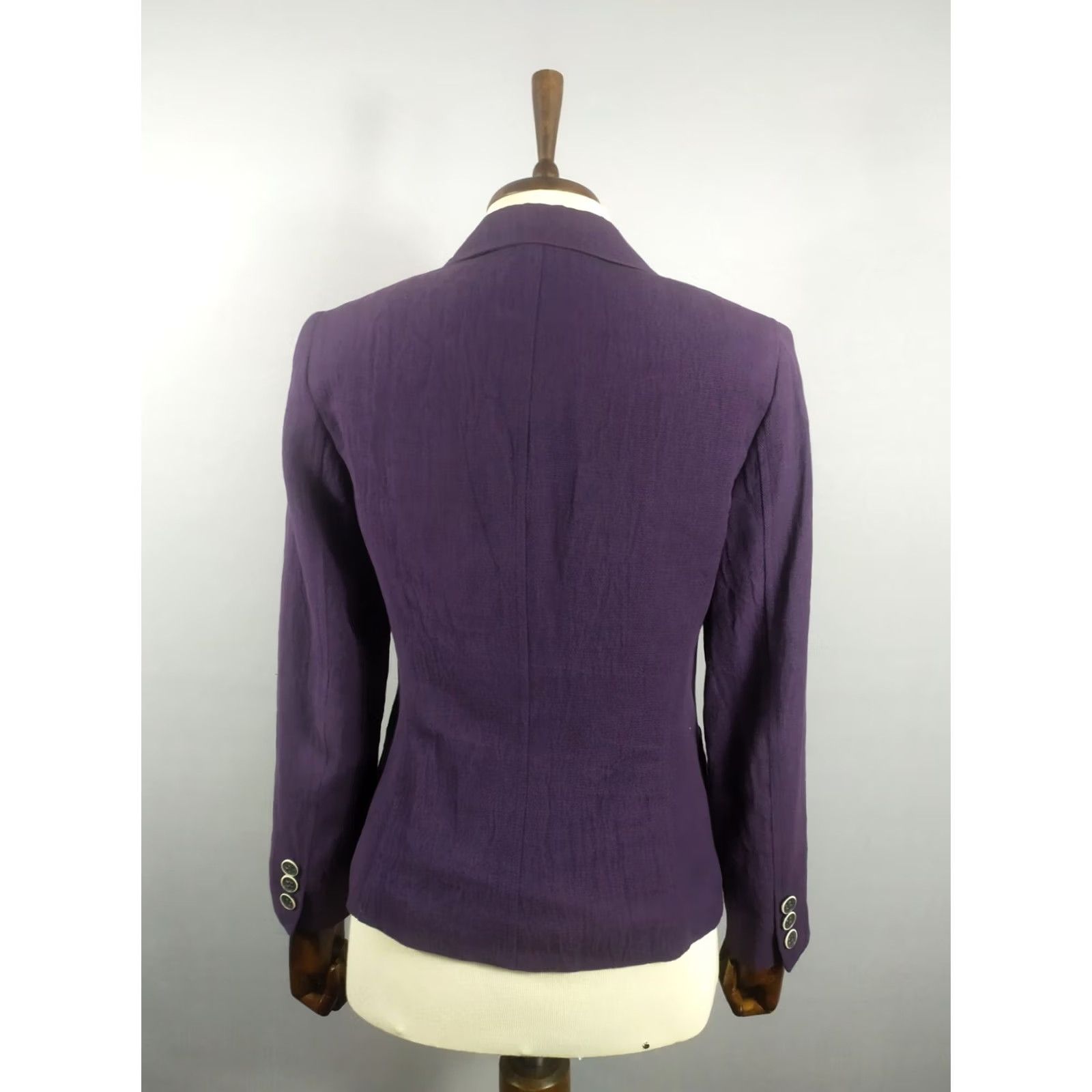 Kenzo KENZO Blazer Jacket Women's 40 Cotton Linen Purple Solid Classic Mid-Length Long Sleeve Button Jacket Size S / US 4 / IT 40 - 2 Thumbnail