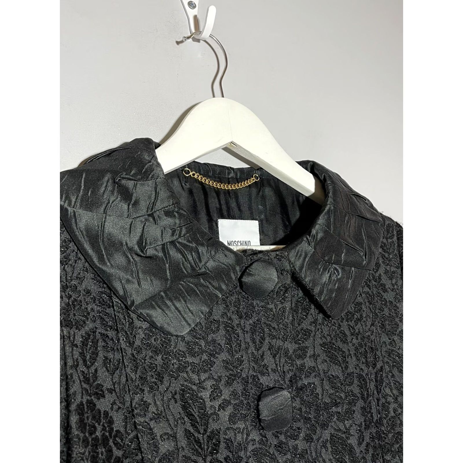 Moschino Moschino Coat Women’s Black Leaf Pattern Overcoat Jacket S Size S / US 4 / IT 40 - 3 Thumbnail