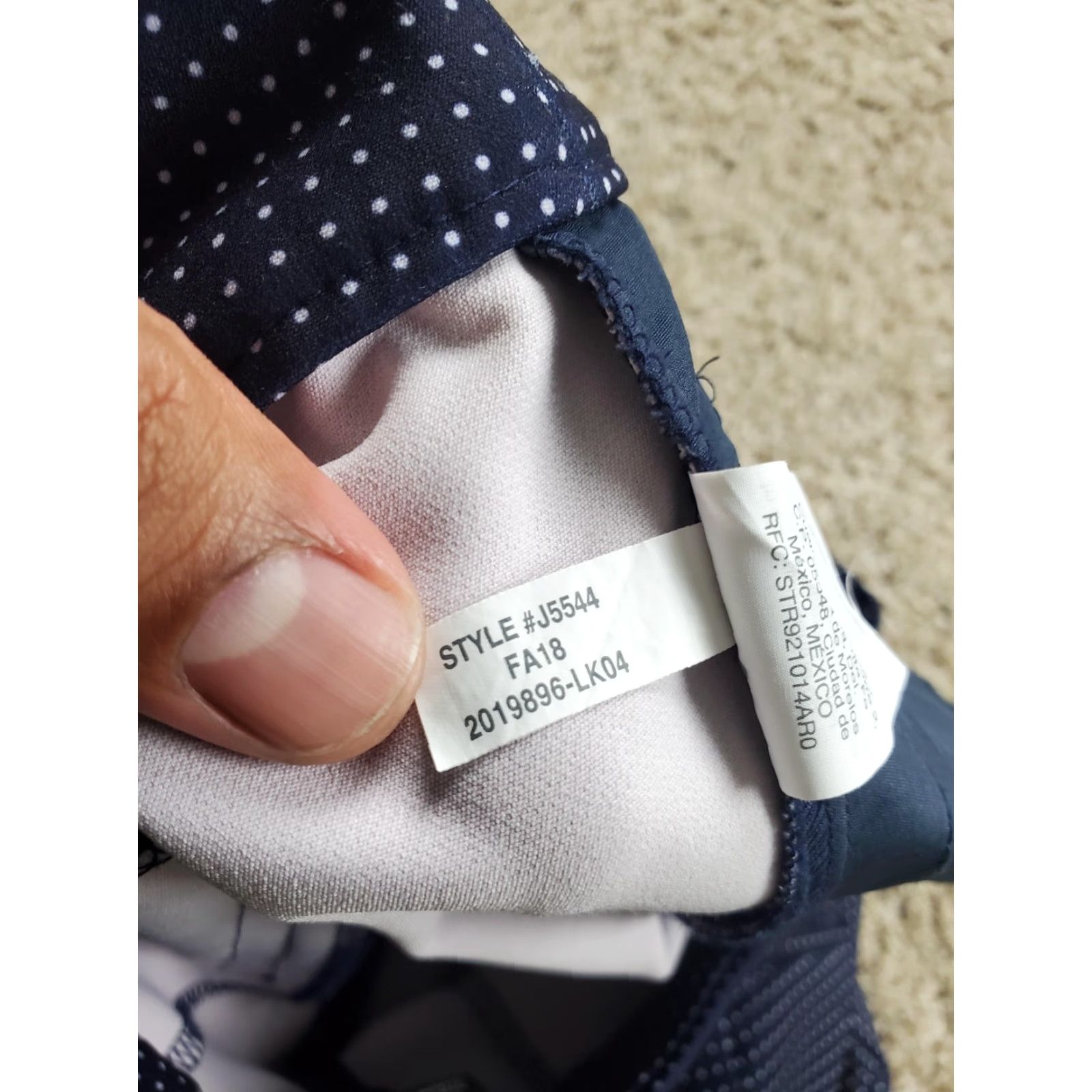 J.Crew J.Crew Mercantile Pants Womens 14 Navy Blue Polka Dot Stretch Slim Fit Pants Size 36" / US 14 / IT 50 - 5 Thumbnail