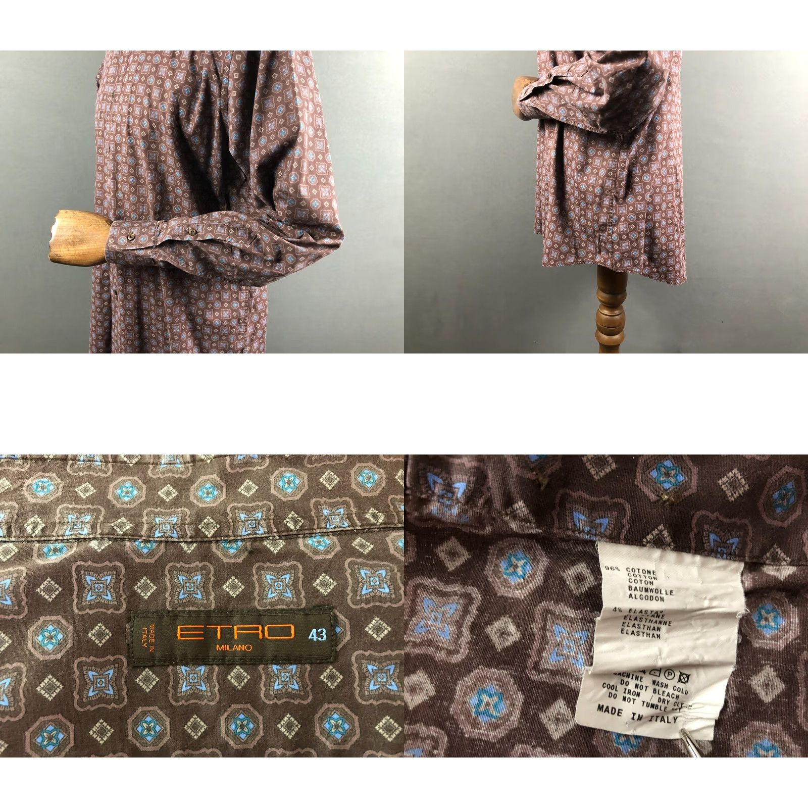 Etro ETRO Milano Shirt Men's Size 43 Brown Cotton Blend Patterned Size US XL / EU 56 / 4 - 8 Thumbnail