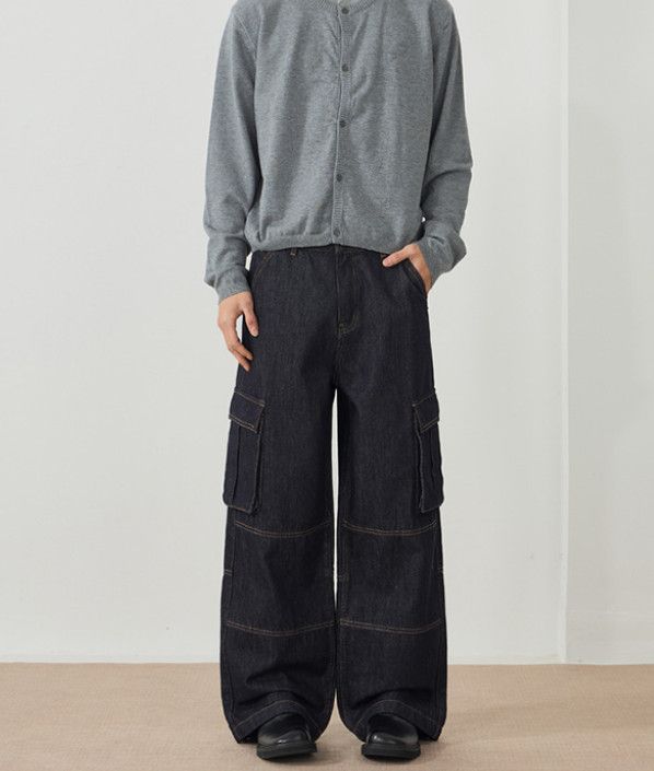 Japanese Brand Men's retro loose-fitting multi-pocket baggy jeans Size US 32 / EU 48 - 1 Thumbnail